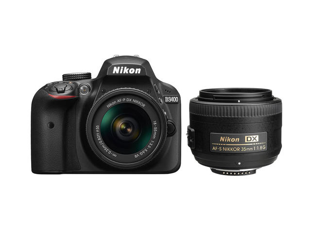 DSLR Nikon D3400 с AF-P 18-55mm VR и 35mm f/1.8G