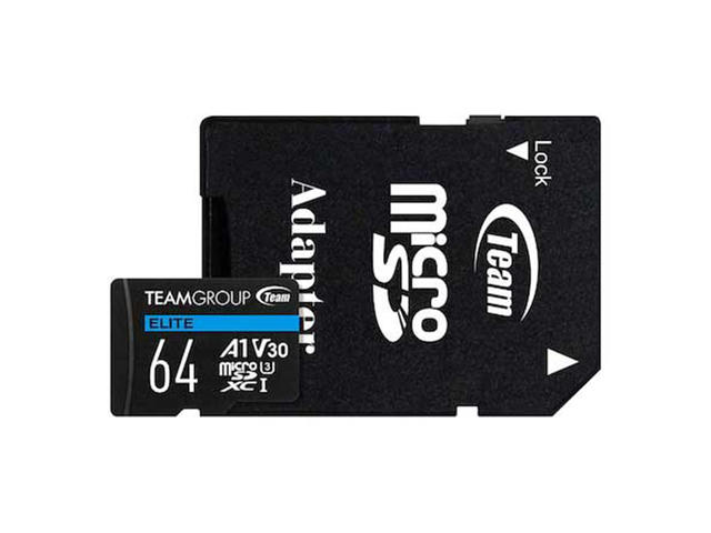 Карти памет Team Group A1 microSDXC 64GB, UHS-I Class 3, V30 + SD Адаптер