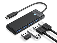 USB Хъб Orico Type-C PAPW4A-C3-015, черен