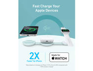 Зарядни устройства Anker MagGo Wireless Charging Station (3-in-1, Foldable Pad), Teal Oasis