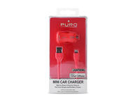 Зарядни устройства PURO Mini зарядно за кола за iPhone + Lightning кабел