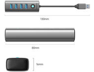 USB Хъб Orico PDD4U-U3-015-GY-EP
